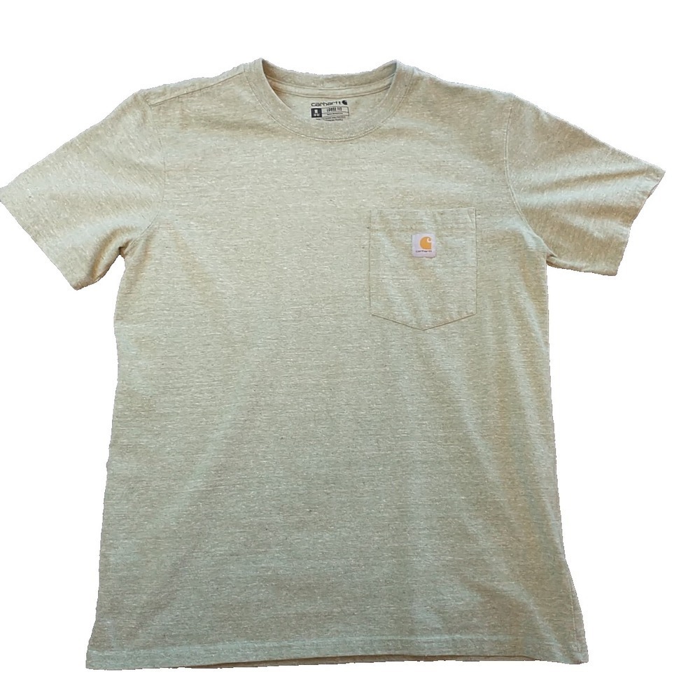 Carhartt Womens Loose Fit Pocket T-Shirt Heather Sage Green M 8-10 Crew Neck